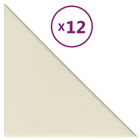 vidaXL Wandpaneele 12 Stk. Creme 30x30 cm Kunstleder 0,54 m²