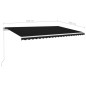 vidaXL Markise Manuell Einziehbar mit LED 500x300 cm Anthrazit vidaXL Markise Manuell Einziehbar mit LED 500x300 cm Anthrazit