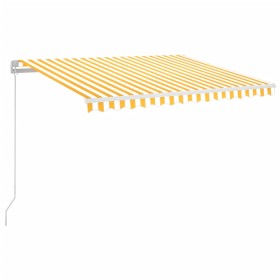 vidaXL Markise Manuell Einziehbar mit LED 350x250 cm Gelb und Weiß