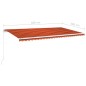 vidaXL Markise Manuell Einziehbar mit LED 600x300 cm Orange und Braun vidaXL Markise Manuell Einziehbar mit LED 600x300 cm Orange und Braun