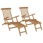 Liegestühle mit Fußteil 2 Stk. Teak Massivholz Liegestühle mit Fußteil 2 Stk. Teak Massivholz