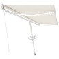 vidaXL Markise Manuell Einziehbar mit LED 500x300 cm Creme vidaXL Markise Manuell Einziehbar mit LED 500x300 cm Creme