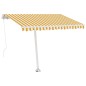 vidaXL Markise Manuell Einziehbar mit LED 350x250 cm Gelb Weiß vidaXL Markise Manuell Einziehbar mit LED 350x250 cm Gelb Weiß