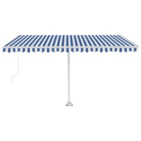 vidaXL Markise Manuell Einziehbar mit LED 450x300 cm Blau Weiß