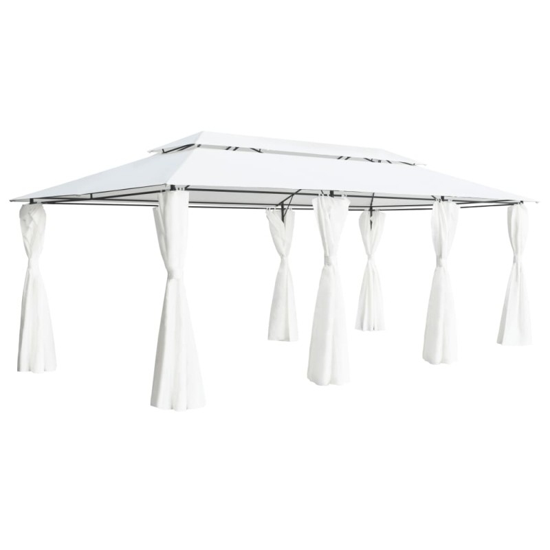 vidaXL Pavillon mit Vorhängen 600x298x270 cm Weiß 180g/m² vidaXL Pavillon mit Vorhängen 600x298x270 cm Weiß 180g/m²