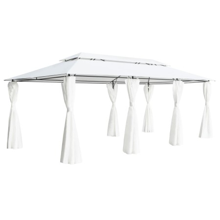 vidaXL Pavillon mit Vorhängen 600x298x270 cm Weiß 180g/m²