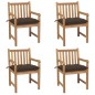 Gartenstühle 4 Stk. mit Taupe Kissen Massivholz Teak Gartenstühle 4 Stk. mit Taupe Kissen Massivholz Teak