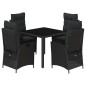 vidaXL 5-tlg. Garten-Essgruppe mit Kissen Schwarz Poly Rattan vidaXL 5-tlg. Garten-Essgruppe mit Kissen Schwarz Poly Rattan