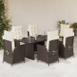 vidaXL 7-tlg. Garten-Essgruppe mit Kissen Braun Poly Rattan vidaXL 7-tlg. Garten-Essgruppe mit Kissen Braun Poly Rattan
