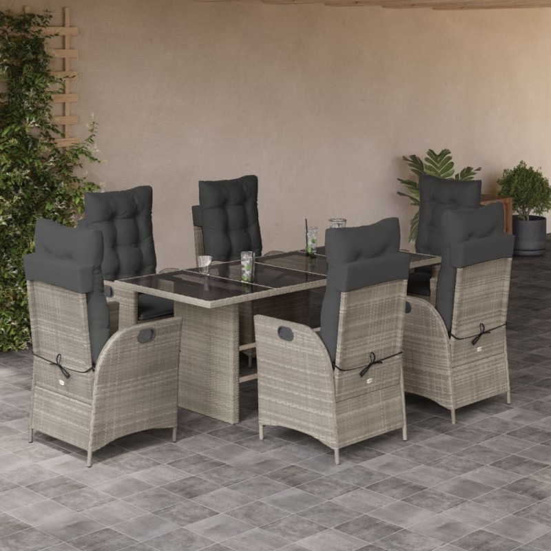 vidaXL 7-tlg. Garten-Essgruppe mit Kissen Hellgrau Poly Rattan vidaXL 7-tlg. Garten-Essgruppe mit Kissen Hellgrau Poly Rattan