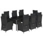vidaXL 9-tlg. Garten-Essgruppe mit Kissen Schwarz Poly Rattan vidaXL 9-tlg. Garten-Essgruppe mit Kissen Schwarz Poly Rattan