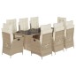 vidaXL 9-tlg. Garten-Essgruppe mit Kissen Beige Poly Rattan vidaXL 9-tlg. Garten-Essgruppe mit Kissen Beige Poly Rattan