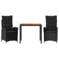 vidaXL 3-tlg. Garten-Essgruppe mit Kissen Schwarz Poly Rattan vidaXL 3-tlg. Garten-Essgruppe mit Kissen Schwarz Poly Rattan