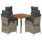 vidaXL 5-tlg. Garten-Essgruppe mit Kissen Grau Poly Rattan vidaXL 5-tlg. Garten-Essgruppe mit Kissen Grau Poly Rattan