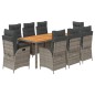 vidaXL 9-tlg. Garten-Essgruppe mit Kissen Grau Poly Rattan vidaXL 9-tlg. Garten-Essgruppe mit Kissen Grau Poly Rattan