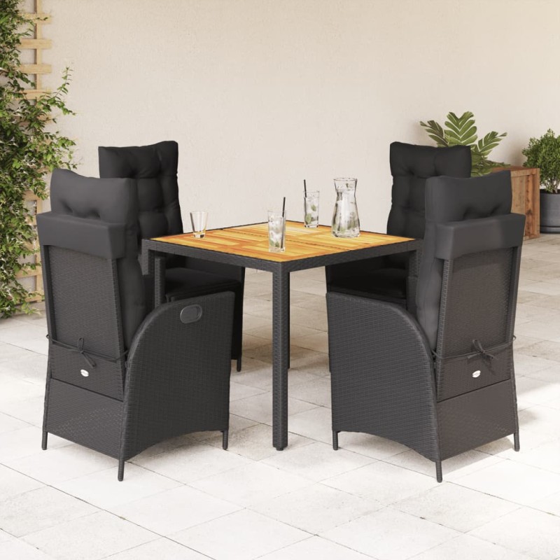 vidaXL 5-tlg. Garten-Essgruppe mit Kissen Schwarz Poly Rattan vidaXL 5-tlg. Garten-Essgruppe mit Kissen Schwarz Poly Rattan