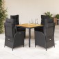 vidaXL 5-tlg. Garten-Essgruppe mit Kissen Schwarz Poly Rattan vidaXL 5-tlg. Garten-Essgruppe mit Kissen Schwarz Poly Rattan