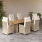 vidaXL 7-tlg. Garten-Essgruppe mit Kissen Beige Poly Rattan vidaXL 7-tlg. Garten-Essgruppe mit Kissen Beige Poly Rattan
