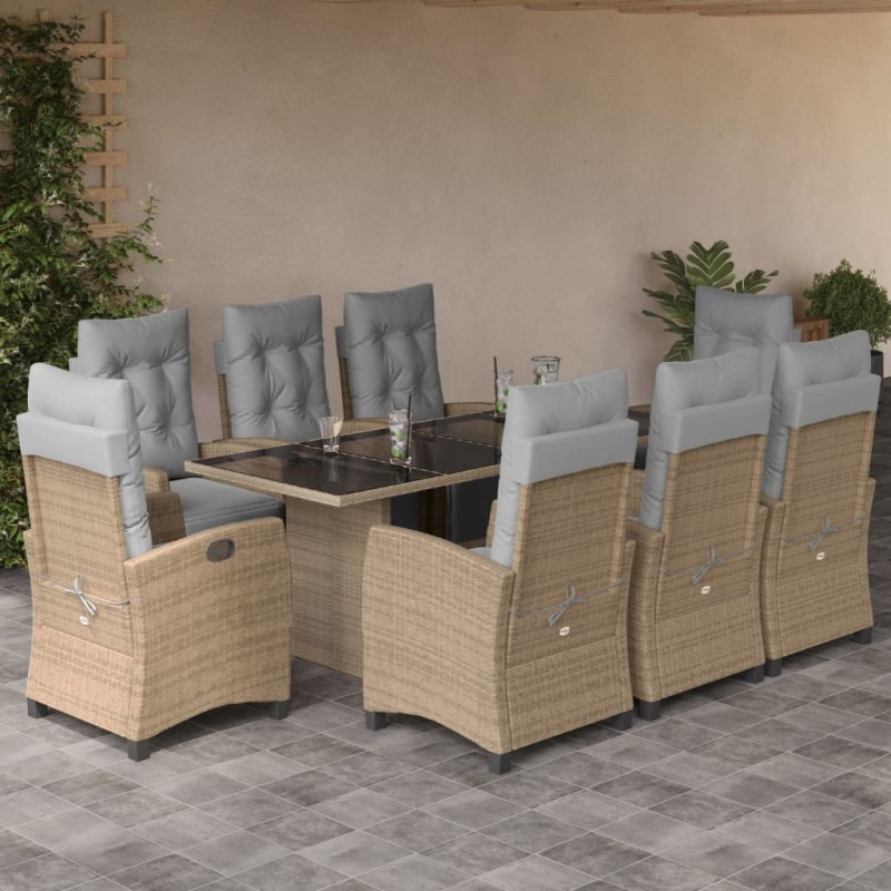 vidaXL 9-tlg. Garten-Essgruppe mit Kissen Beigemischung Poly Rattan vidaXL 9-tlg. Garten-Essgruppe mit Kissen Beigemischung Poly Rattan