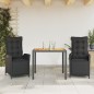 vidaXL 3-tlg. Garten-Essgruppe mit Kissen Schwarz Poly Rattan vidaXL 3-tlg. Garten-Essgruppe mit Kissen Schwarz Poly Rattan