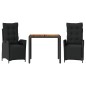vidaXL 3-tlg. Garten-Essgruppe mit Kissen Schwarz Poly Rattan vidaXL 3-tlg. Garten-Essgruppe mit Kissen Schwarz Poly Rattan