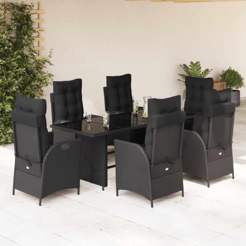 vidaXL 7-tlg. Garten-Essgruppe mit Kissen Schwarz Poly Rattan vidaXL 7-tlg. Garten-Essgruppe mit Kissen Schwarz Poly Rattan