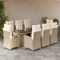 vidaXL 9-tlg. Garten-Essgruppe mit Kissen Beige Poly Rattan vidaXL 9-tlg. Garten-Essgruppe mit Kissen Beige Poly Rattan