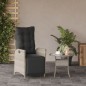 vidaXL Gartensessel mit Fußteil Verstellbar Hellgrau Poly Rattan vidaXL Gartensessel mit Fußteil Verstellbar Hellgrau Poly Rattan