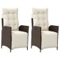 vidaXL Gartensessel mit Fußteil 2 Stk. Verstellbar Braun Poly Rattan vidaXL Gartensessel mit Fußteil 2 Stk. Verstellbar Braun Poly Rattan