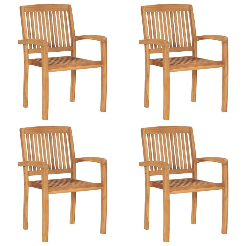 Stapelbare Gartenstühle 4 Stk. Massivholz Teak Stapelbare Gartenstühle 4 Stk. Massivholz Teak