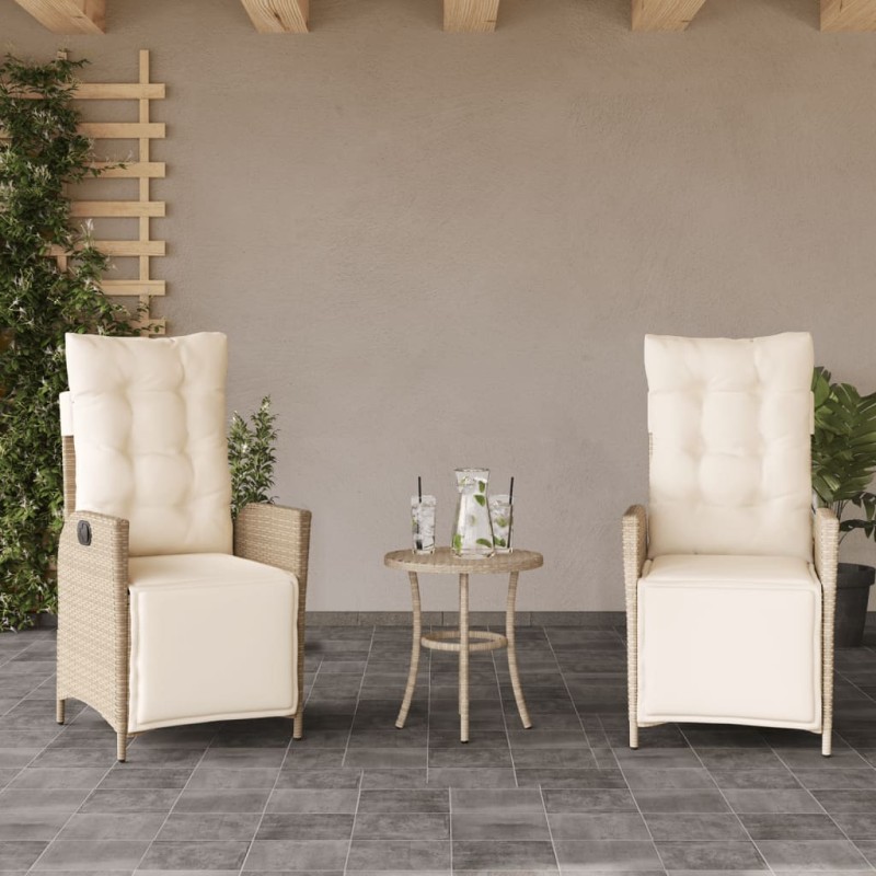 vidaXL Gartensessel mit Fußteil 2 Stk. Verstellbar Beige Poly Rattan vidaXL Gartensessel mit Fußteil 2 Stk. Verstellbar Beige Poly Rattan