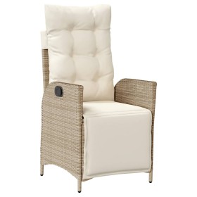 vidaXL Gartensessel mit Fußteil Verstellbar Beige Poly Rattan