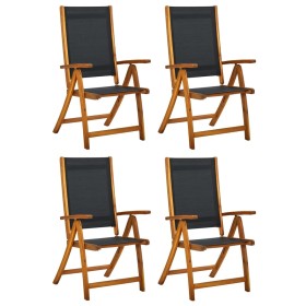 vidaXL Klappbare Gartenstühle 4 Stk. Massivholz Akazie und Textilene