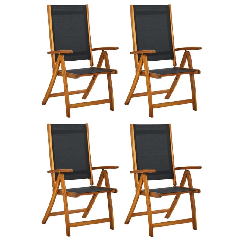vidaXL Klappbare Gartenstühle 4 Stk. Massivholz Akazie und Textilene vidaXL Klappbare Gartenstühle 4 Stk. Massivholz Akazie und Textilene