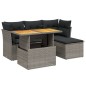 vidaXL 6-tlg. Garten-Sofagarnitur mit Kissen Grau Poly Rattan vidaXL 6-tlg. Garten-Sofagarnitur mit Kissen Grau Poly Rattan