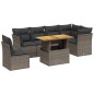 vidaXL 7-tlg. Garten-Sofagarnitur mit Kissen Grau Poly Rattan vidaXL 7-tlg. Garten-Sofagarnitur mit Kissen Grau Poly Rattan
