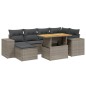 vidaXL 7-tlg. Garten-Sofagarnitur mit Kissen Grau Poly Rattan vidaXL 7-tlg. Garten-Sofagarnitur mit Kissen Grau Poly Rattan