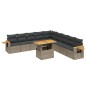 vidaXL 11-tlg. Garten-Sofagarnitur mit Kissen Grau Poly Rattan vidaXL 11-tlg. Garten-Sofagarnitur mit Kissen Grau Poly Rattan