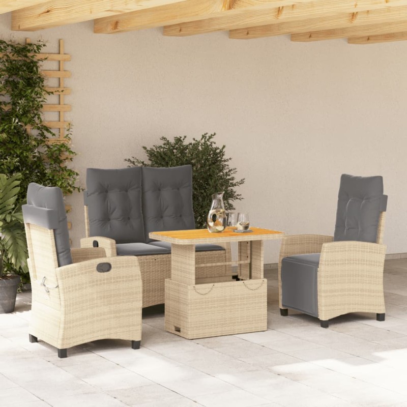 vidaXL 4-tlg. Garten-Essgruppe mit Kissen Beige Poly Rattan vidaXL 4-tlg. Garten-Essgruppe mit Kissen Beige Poly Rattan