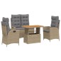 vidaXL 4-tlg. Garten-Essgruppe mit Kissen Beige Poly Rattan vidaXL 4-tlg. Garten-Essgruppe mit Kissen Beige Poly Rattan