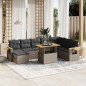 vidaXL 9-tlg. Garten-Sofagarnitur mit Kissen Grau Poly Rattan vidaXL 9-tlg. Garten-Sofagarnitur mit Kissen Grau Poly Rattan
