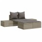vidaXL Doppel-Sonnenliege mit Kissen Grau Poly Rattan vidaXL Doppel-Sonnenliege mit Kissen Grau Poly Rattan