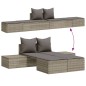 vidaXL Doppel-Sonnenliege mit Kissen Grau Poly Rattan vidaXL Doppel-Sonnenliege mit Kissen Grau Poly Rattan