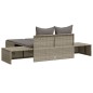 vidaXL Doppel-Sonnenliege mit Kissen Grau Poly Rattan vidaXL Doppel-Sonnenliege mit Kissen Grau Poly Rattan