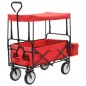 vidaXL Klappbarer Handwagen mit Sonnendach Stahl Rot vidaXL Klappbarer Handwagen mit Sonnendach Stahl Rot