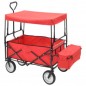 vidaXL Klappbarer Handwagen mit Sonnendach Stahl Rot vidaXL Klappbarer Handwagen mit Sonnendach Stahl Rot