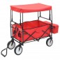 vidaXL Klappbarer Handwagen mit Sonnendach Stahl Rot vidaXL Klappbarer Handwagen mit Sonnendach Stahl Rot