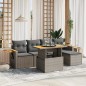 vidaXL 6-tlg. Garten-Sofagarnitur mit Kissen Grau Poly Rattan vidaXL 6-tlg. Garten-Sofagarnitur mit Kissen Grau Poly Rattan