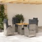 vidaXL 5-tlg. Garten-Essgruppe mit Kissen Grau Poly Rattan vidaXL 5-tlg. Garten-Essgruppe mit Kissen Grau Poly Rattan