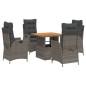 vidaXL 5-tlg. Garten-Essgruppe mit Kissen Grau Poly Rattan vidaXL 5-tlg. Garten-Essgruppe mit Kissen Grau Poly Rattan